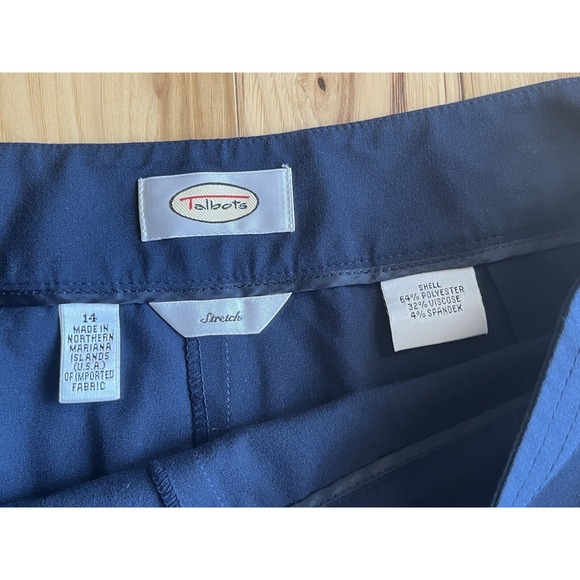 Talbots Navy Blue Ankle Dress Pants Trousers High Rise Sz 14‎ Stretch Side Zip - Picture 7 of 7